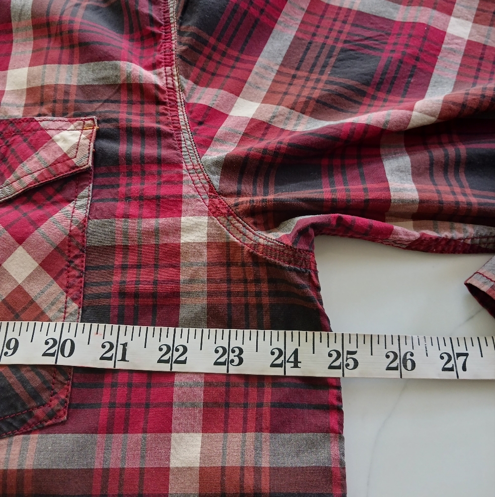 Carhartt Relaxed Fit Rugged Flex Red and Tan Plaid Shirt Mens XL - Picture 6 of 9